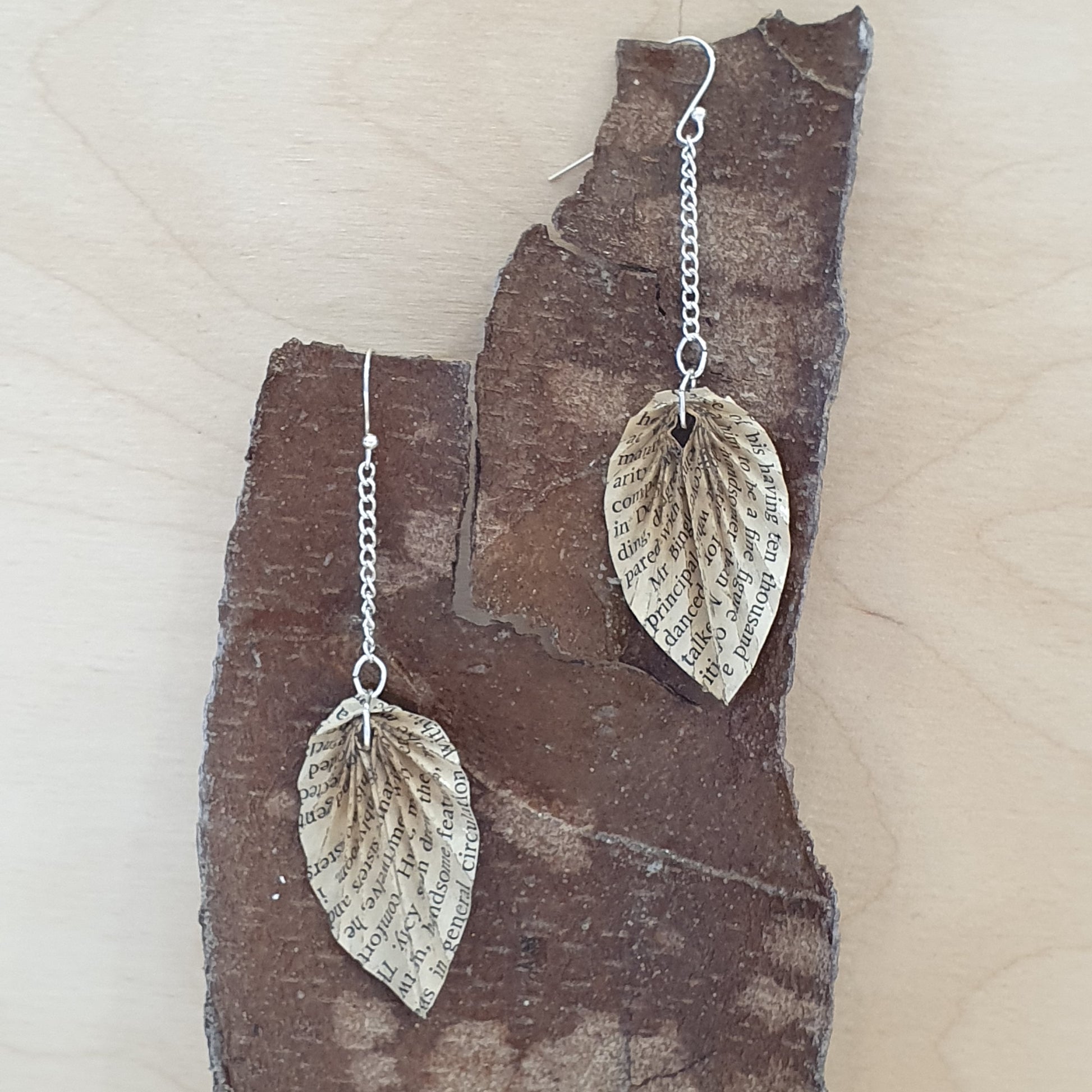 copy of book paper leaf earrings made from classic novels image 6