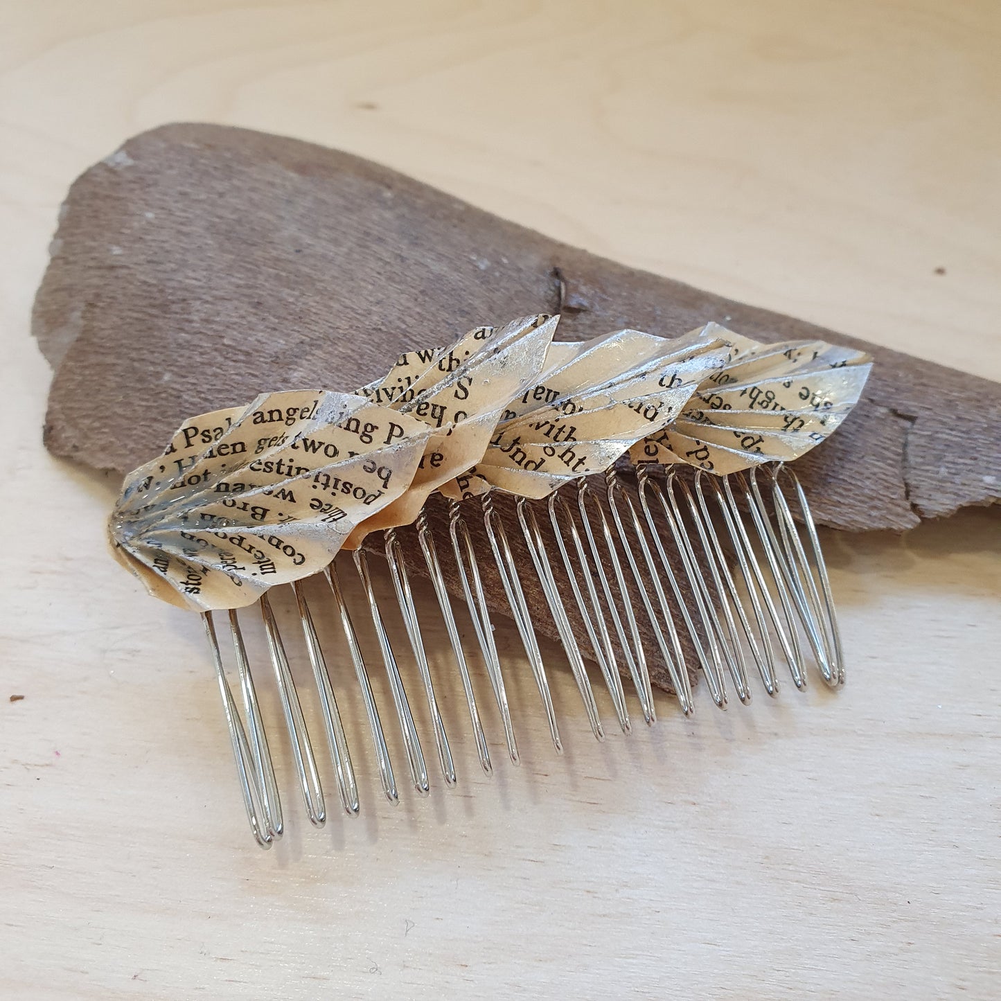 Pride and Prejudice repurposed book leaf hair comb image 0