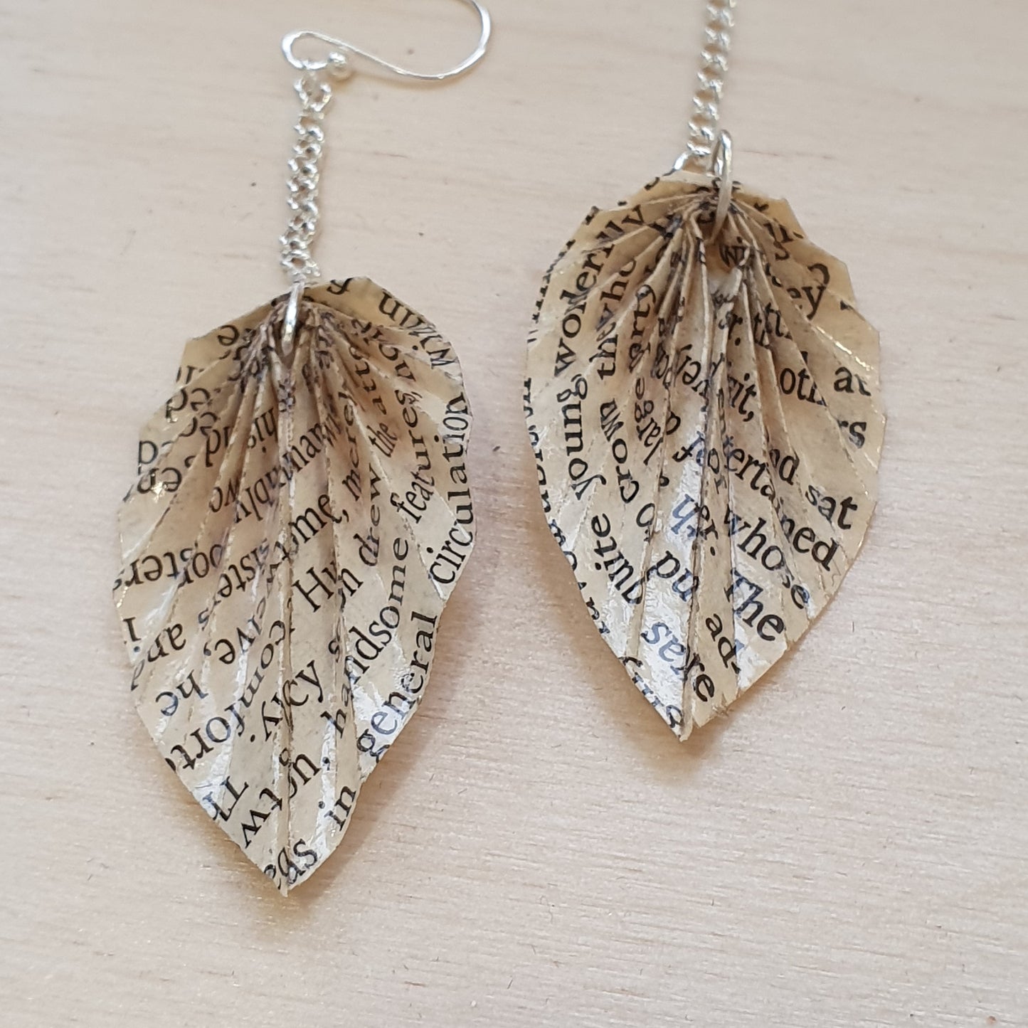 The Great Gatsby book paper leaf earrings image 1