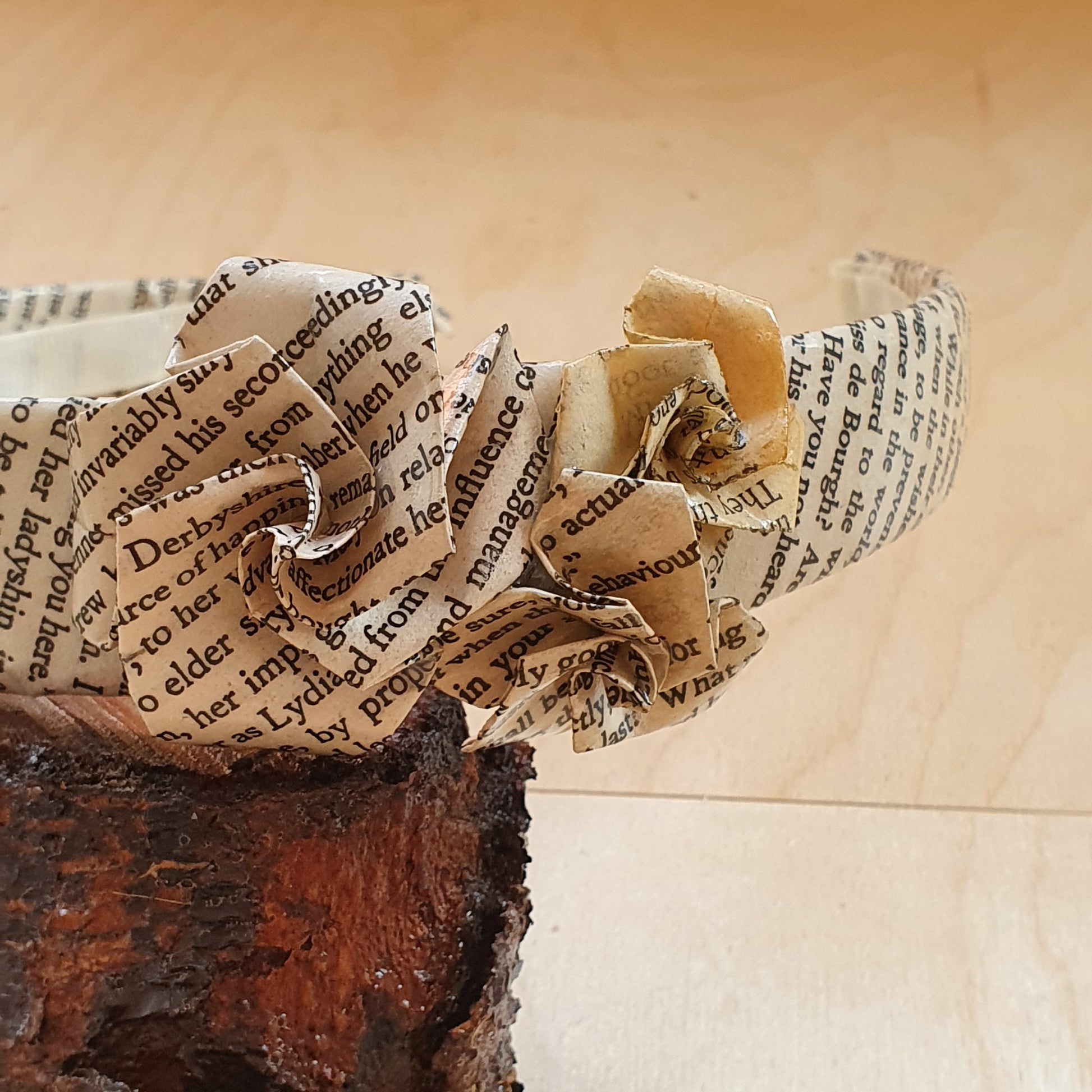 The Secret Garden  hairband with roses made from old book image 3