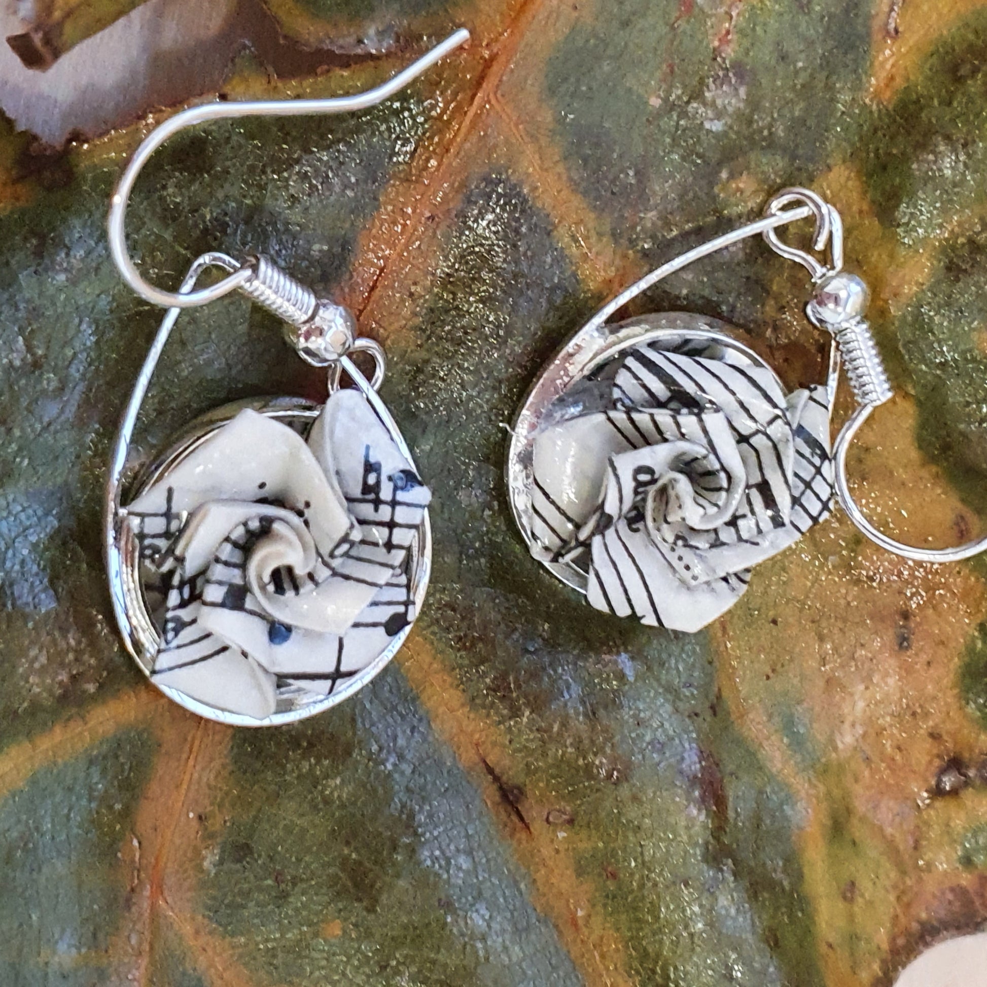 Vintage sheet music drop earrings image 1