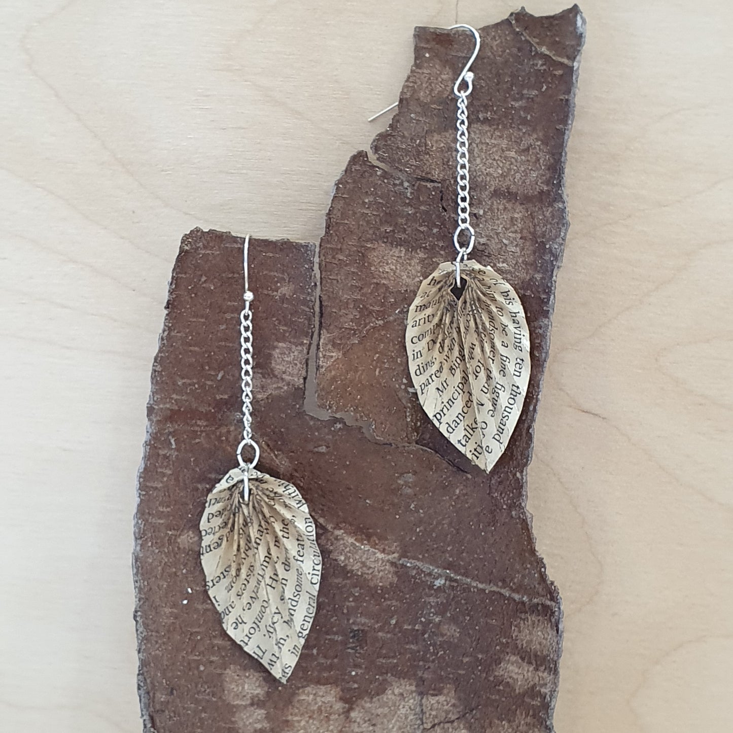 The Great Gatsby book paper leaf earrings image 6