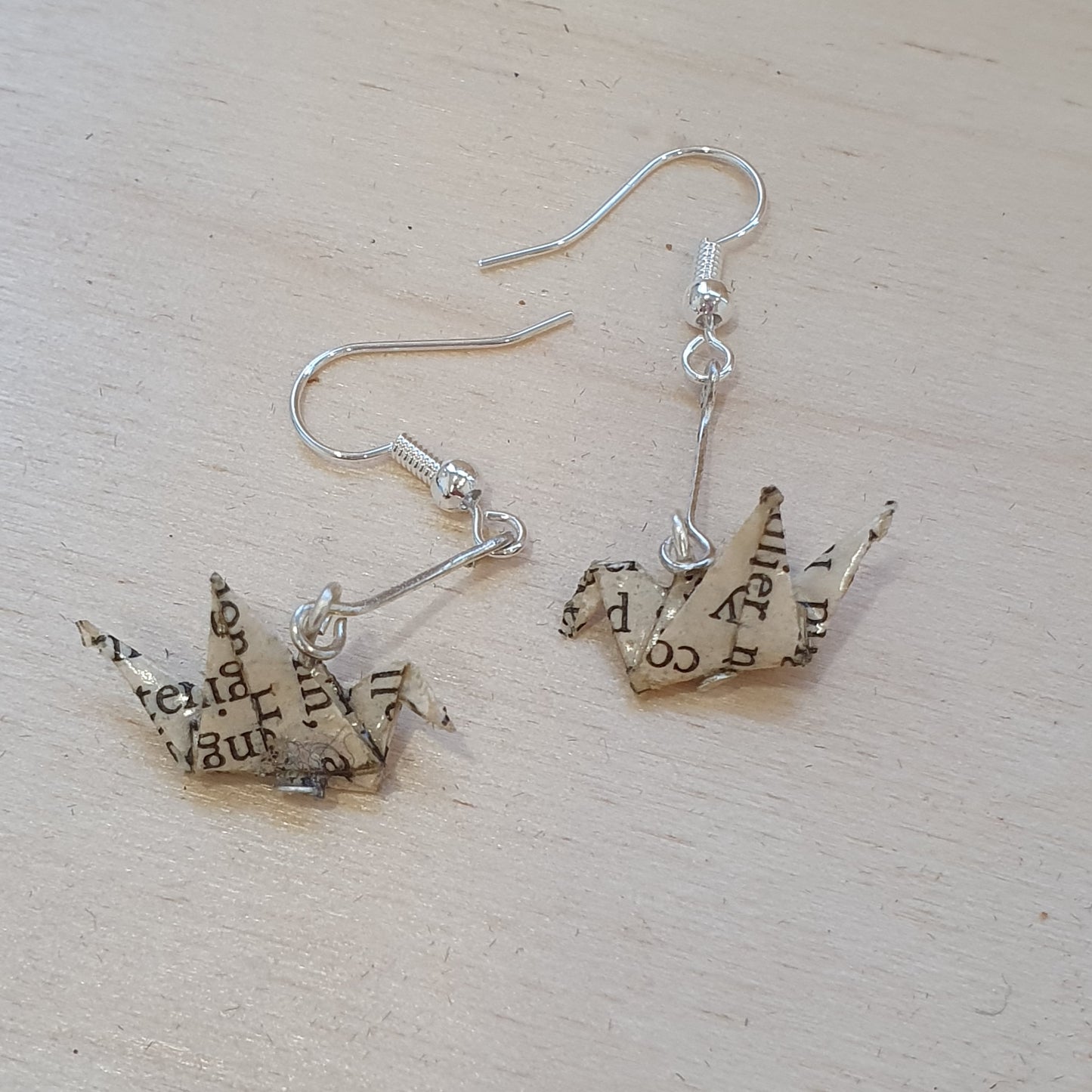 Bronte sisters repurposed book small origami bird earrings image 1