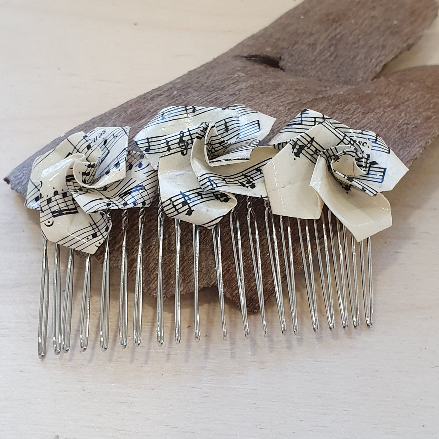 Vintage sheet music rose hair comb image 1