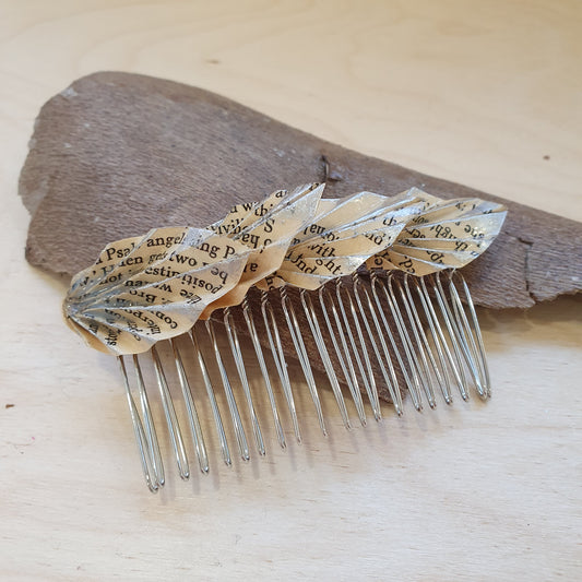 Bronte sisters origami leaf repurposed book hair comb image 0