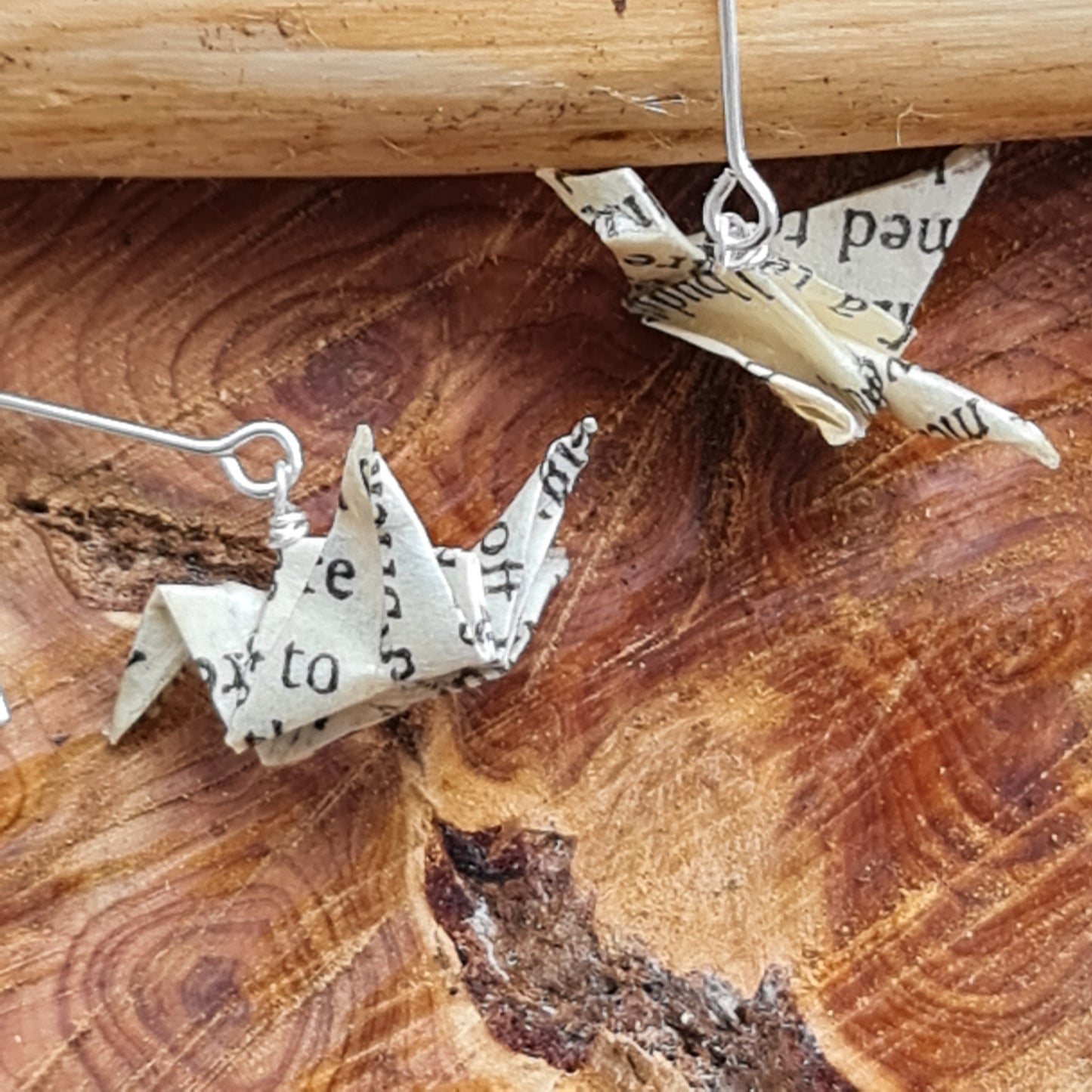 Origami crane earrings made from an old copy of The Picture of Dorian Gray image 2