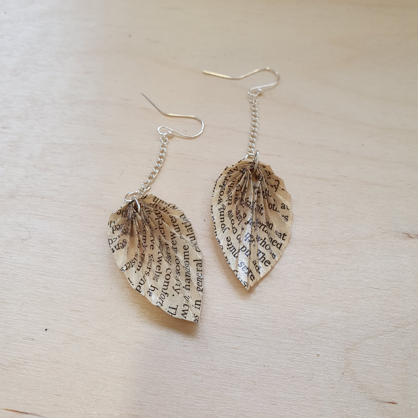 copy of book paper leaf earrings made from classic novels image 4