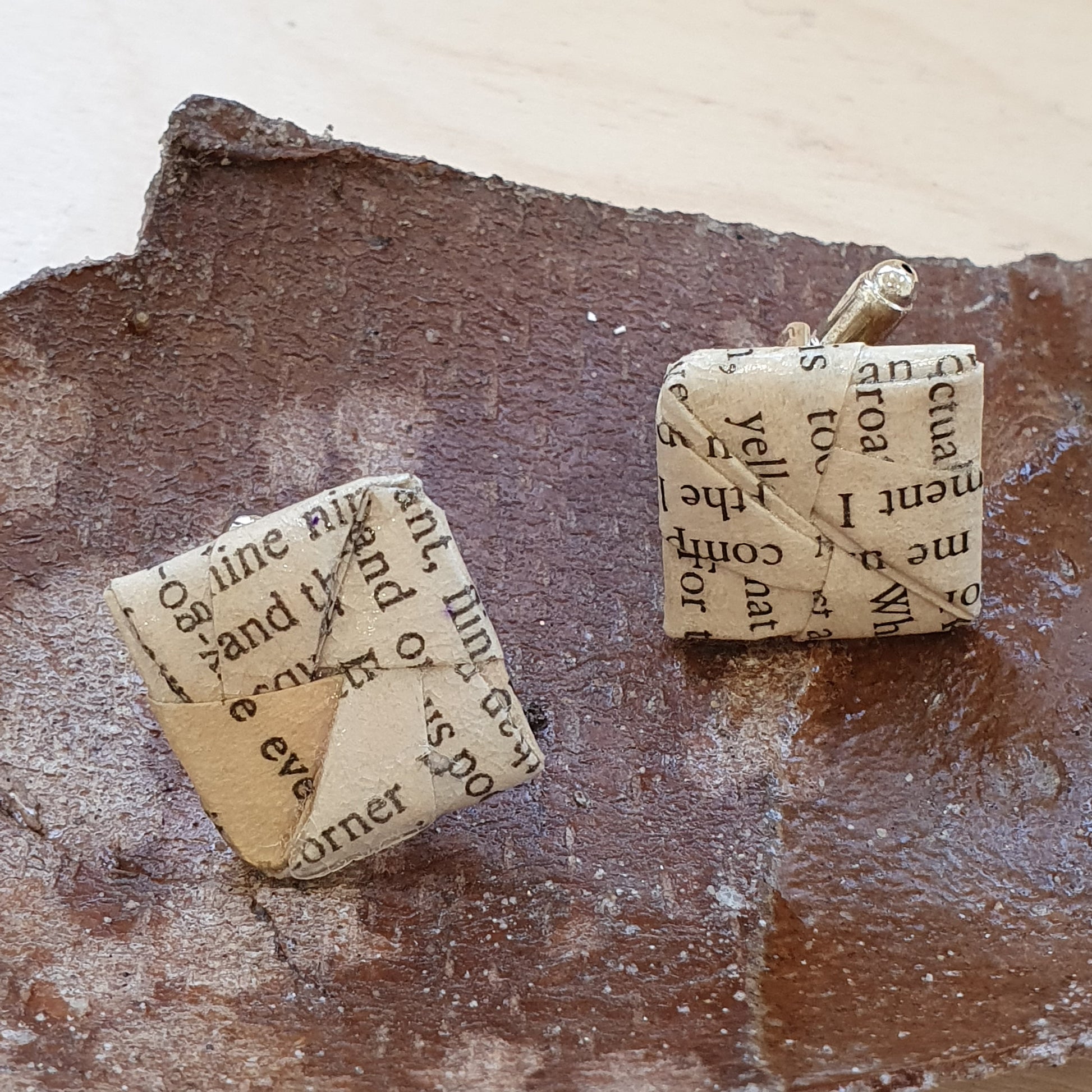 Origami cufflinks made from an old copy of The Great Gatsby image 0