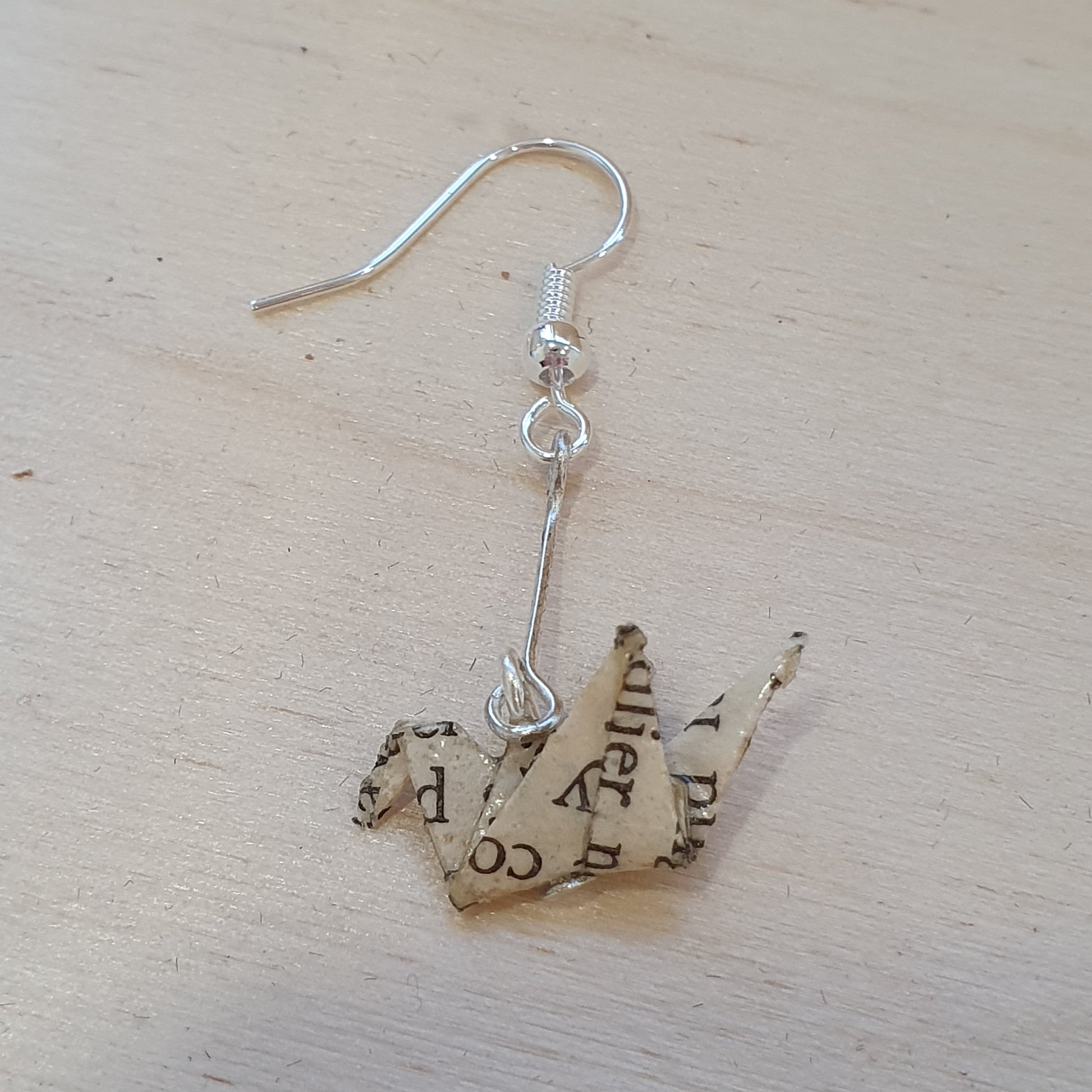 Alice's Adventures in Wonderland small origami bird earrings image 3