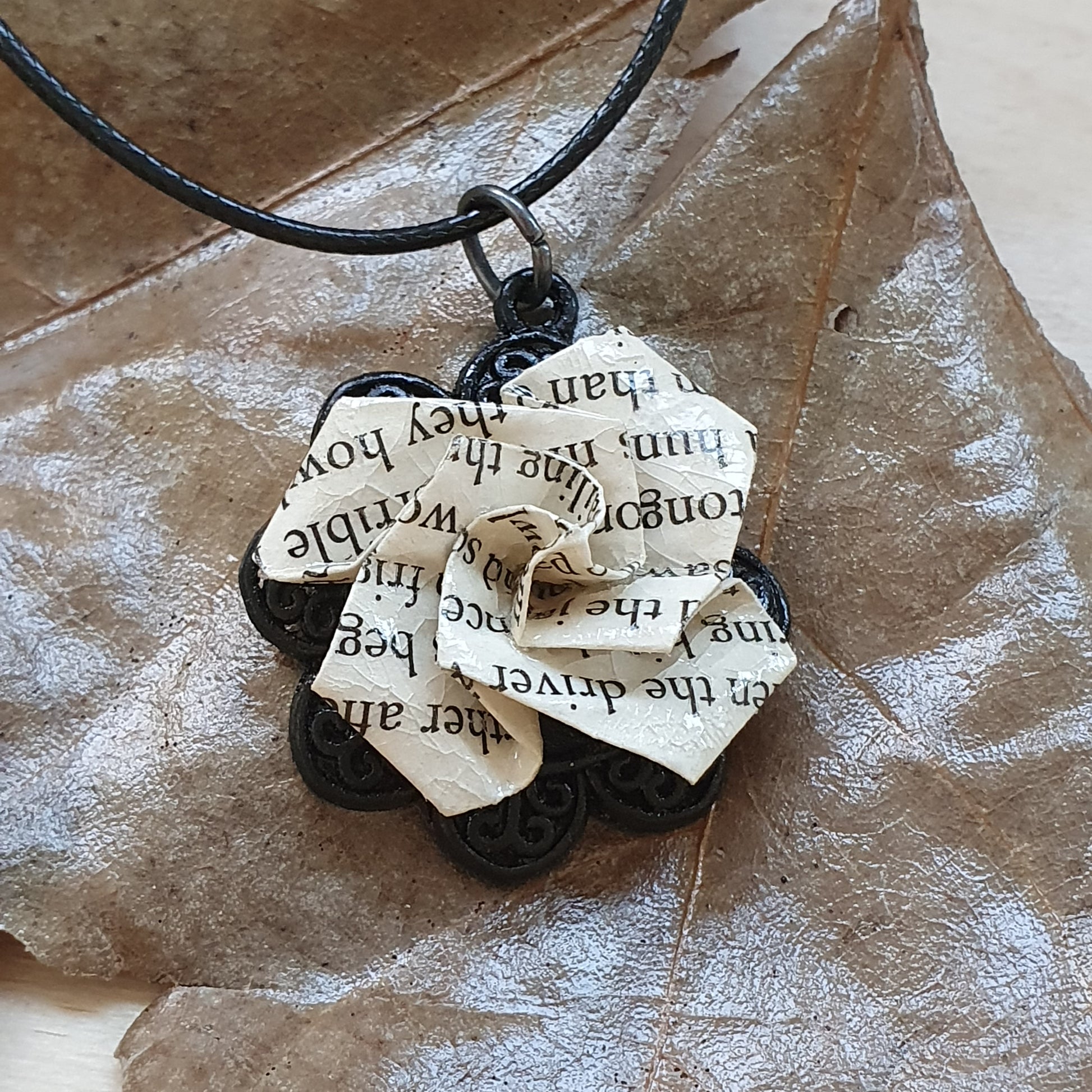 Halloween Dracula book recycled paper pendant image 4