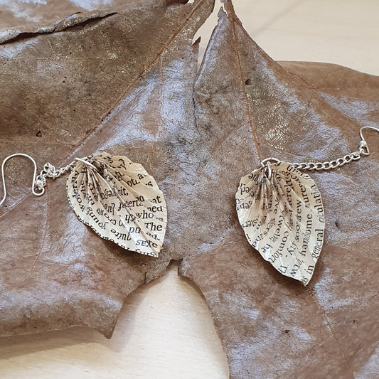 copy of book paper leaf earrings made from classic novels image 0