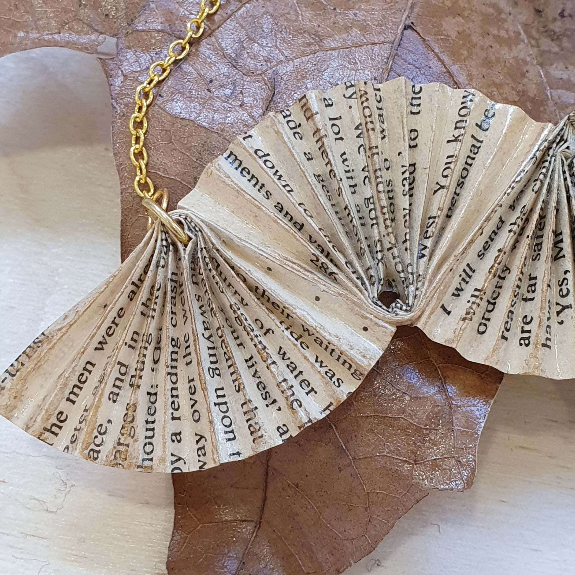 Great Gatsby recycled paper necklace pendant, eco-friendly image 1