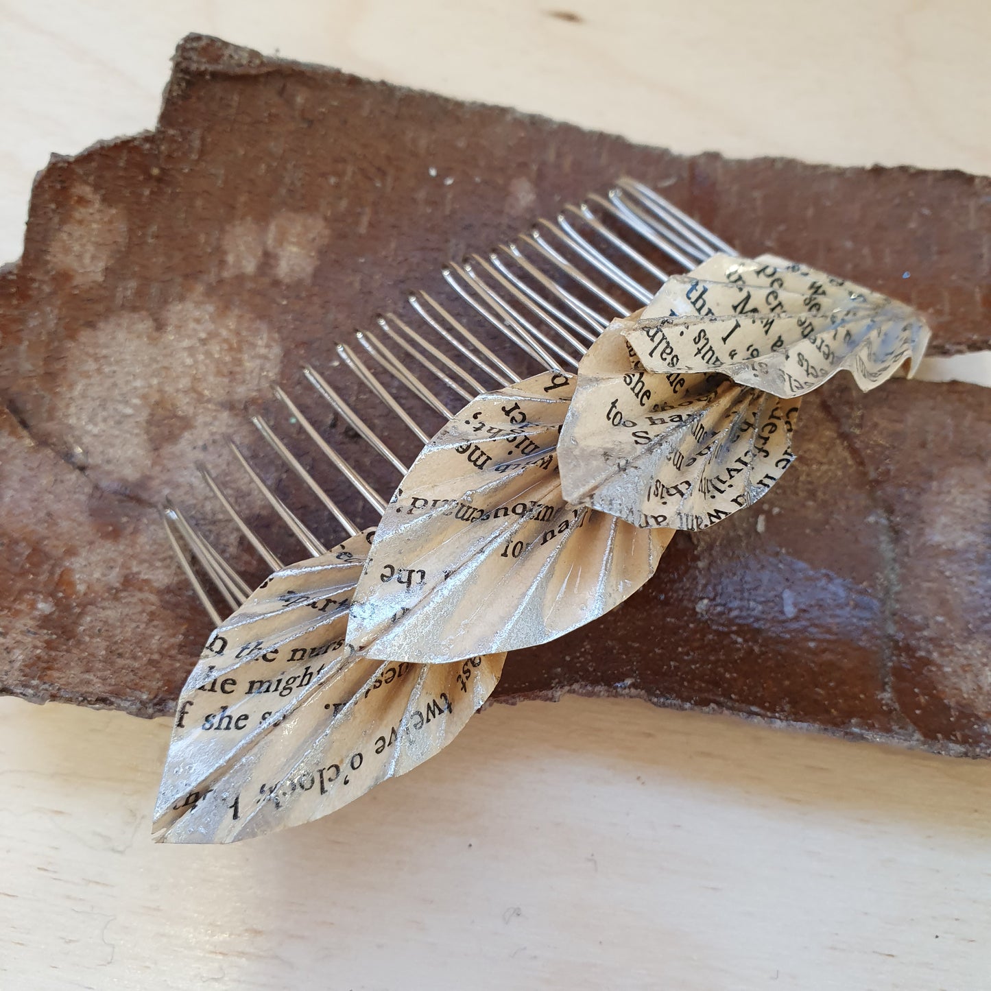 Pride and Prejudice repurposed book leaf hair comb image 3