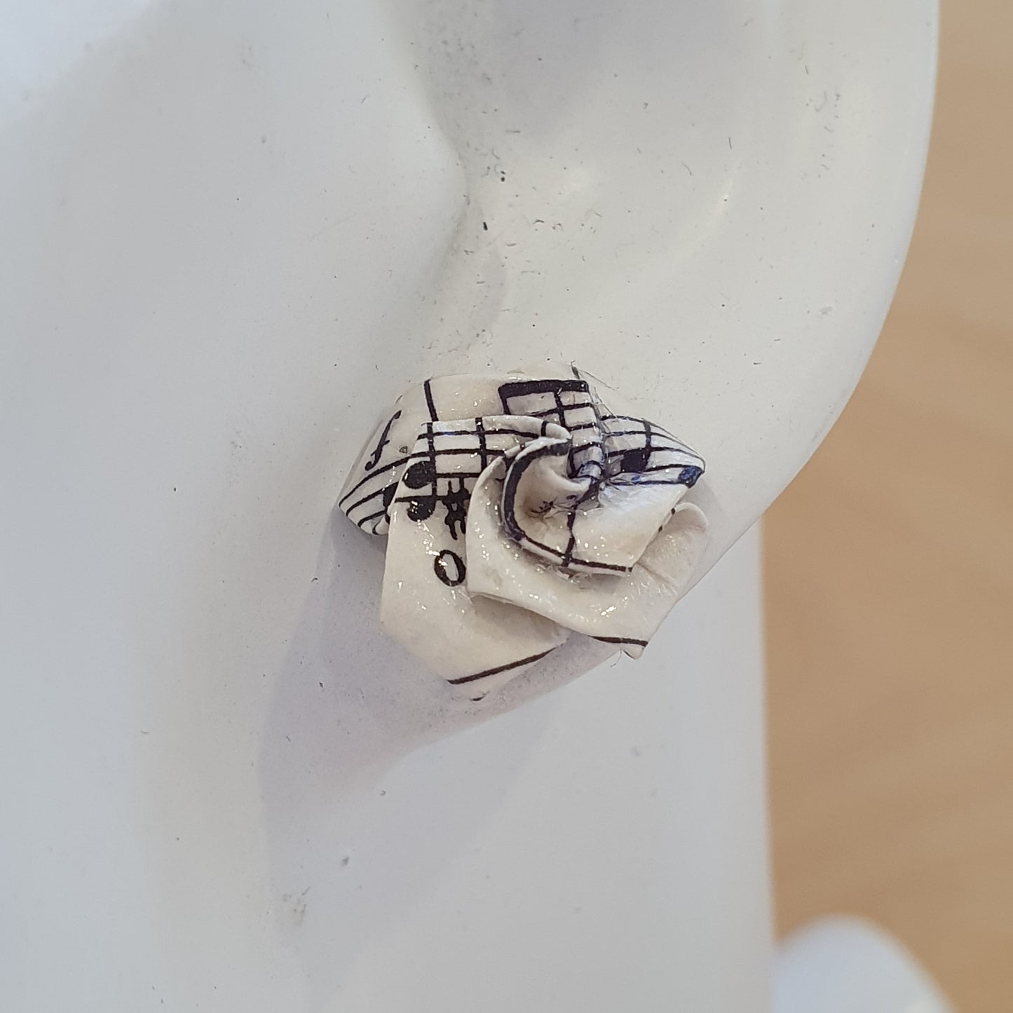 vintage sheet music rose studs image 1