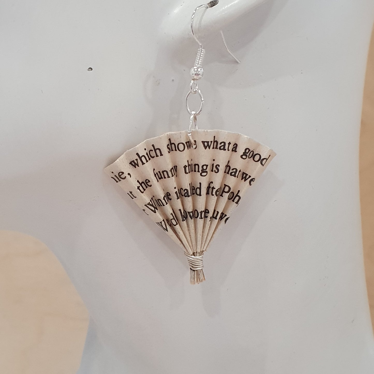 Alice's Adventures in Wonderland paper fan earrings image 3