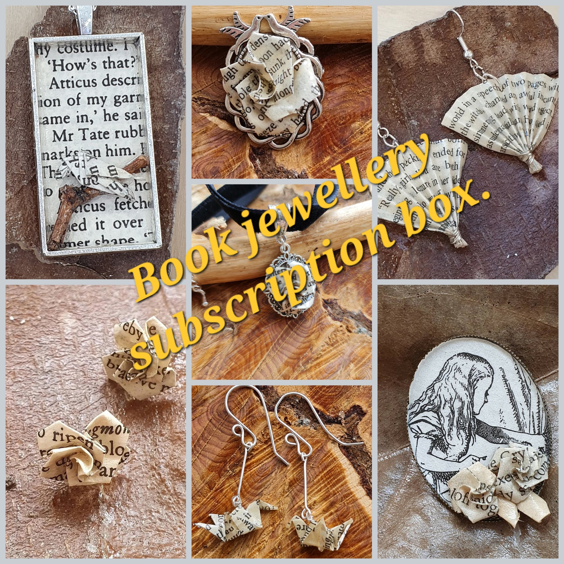 Book jewellery subscription box with a handmade eco-friendly surprise gift image 0